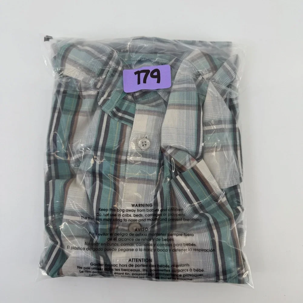 The North‎ Face Plaid Short Sleeve Button Up Shirt Mens Small Green Tan Black